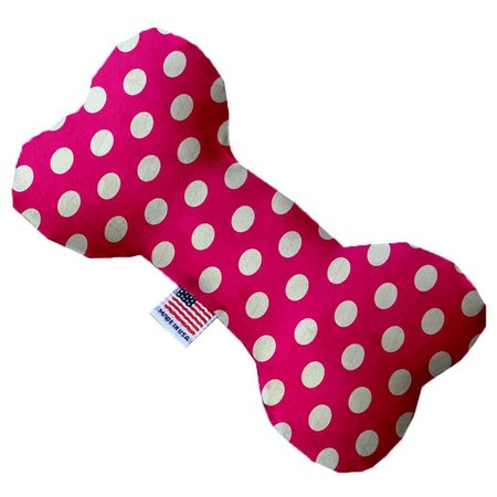 MIRAGE PET PRODUCTS Hot Pink Swiss Dots 8 in. Stuffing Free Bone Dog Toy 1248-SFTYBN8